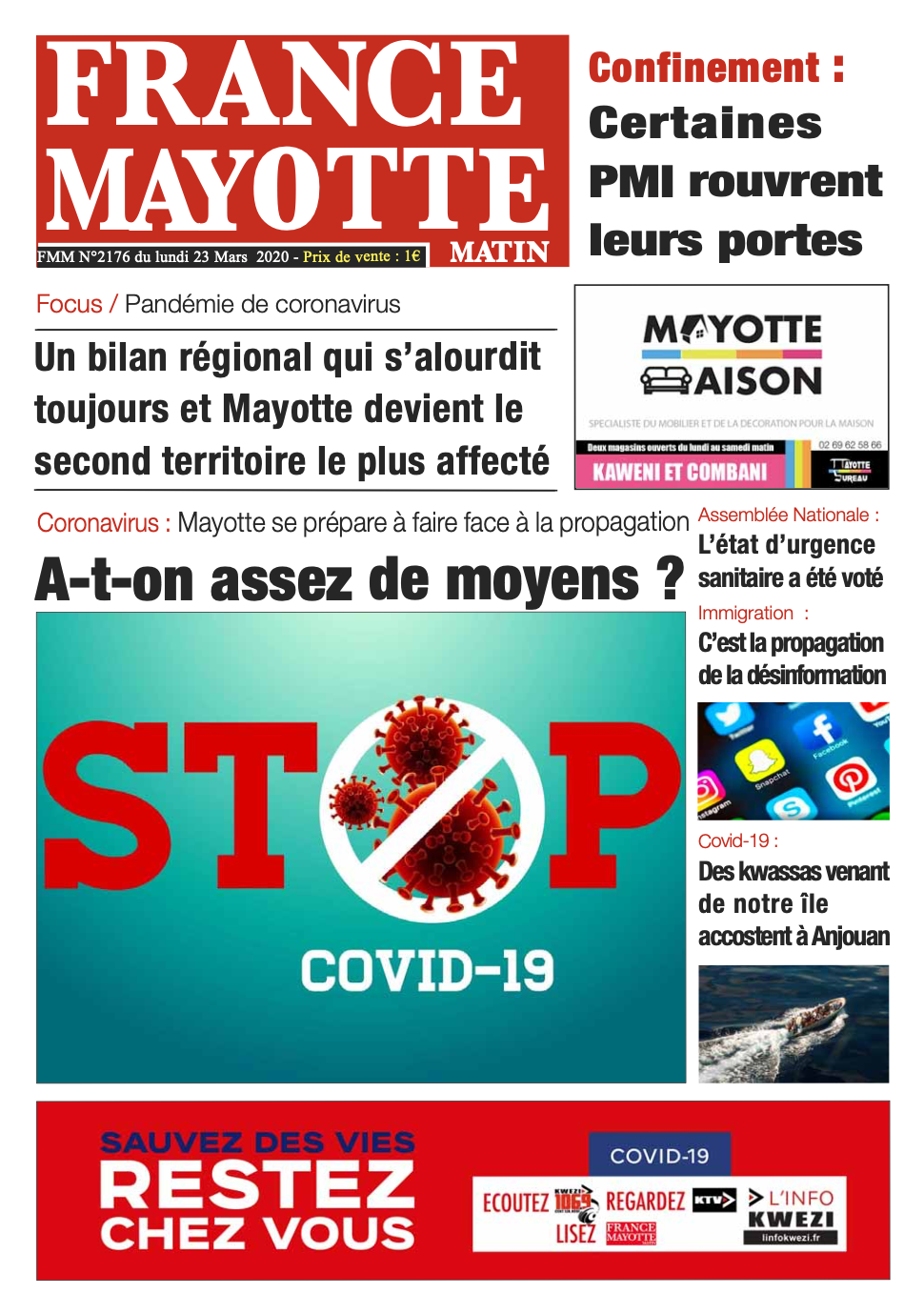 France Mayotte Lundi 23 mars 2020
