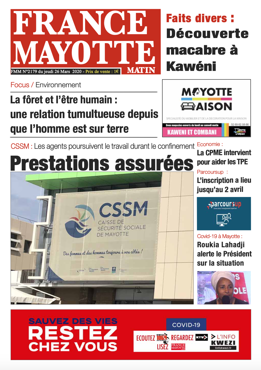France Mayotte Jeudi 26 mars 2020