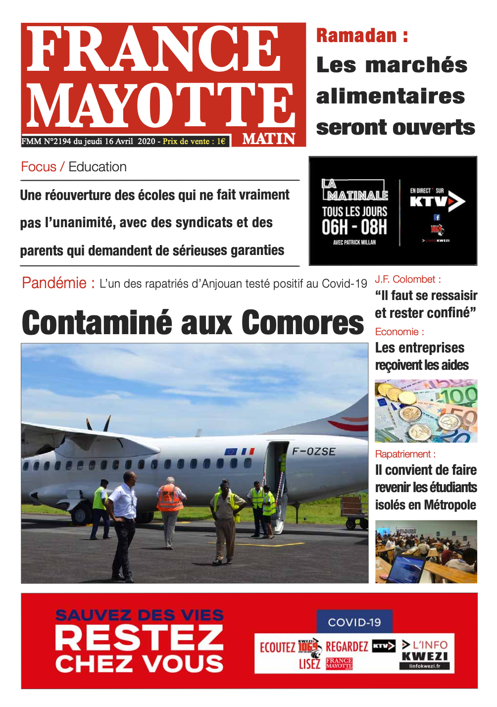 France Mayotte Jeudi 16 avril 2020