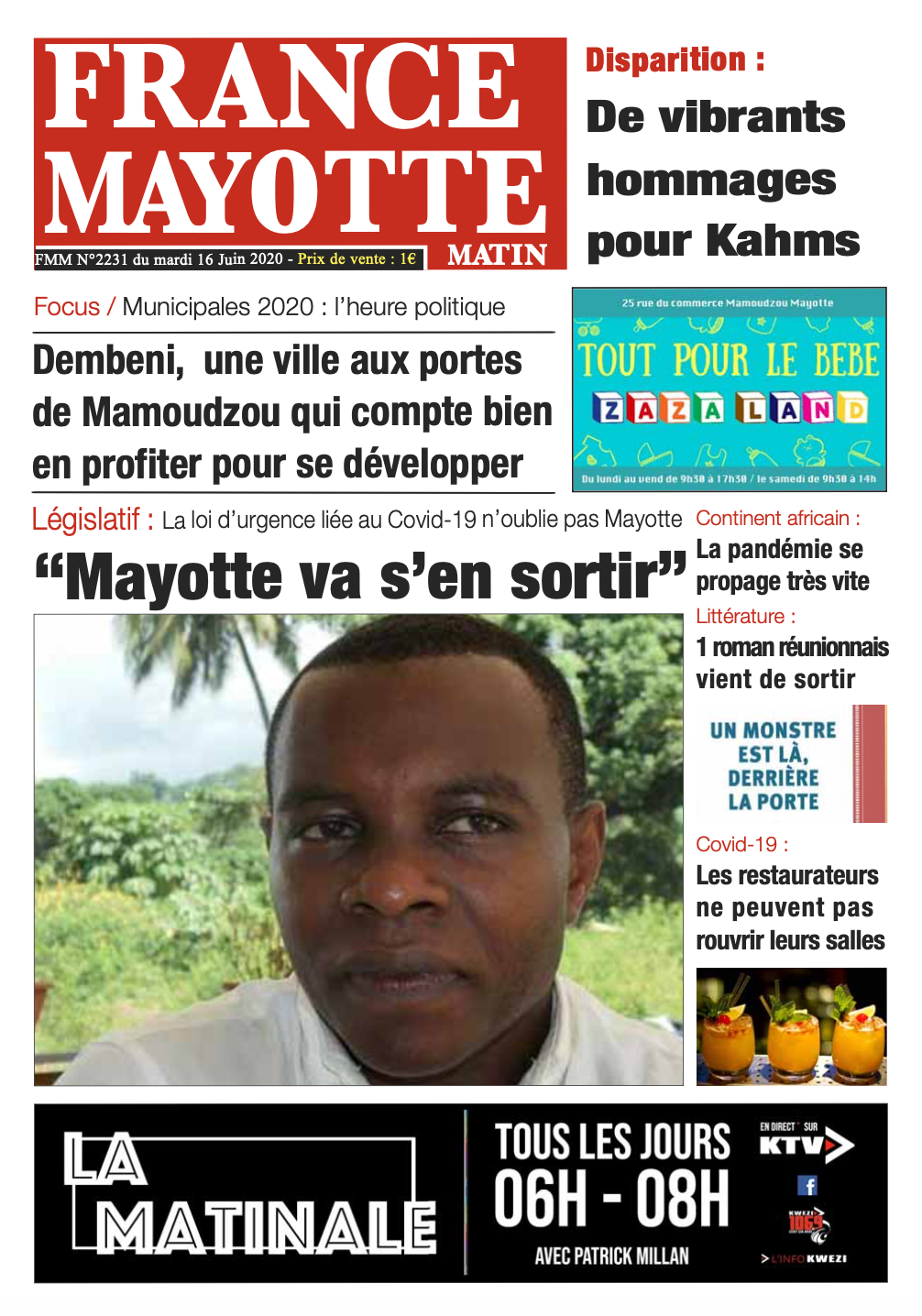 France Mayotte Mardi 16 juin 2020